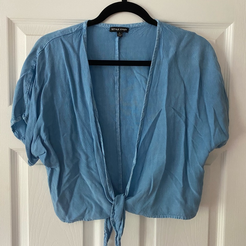 Denim Tie Crop Top